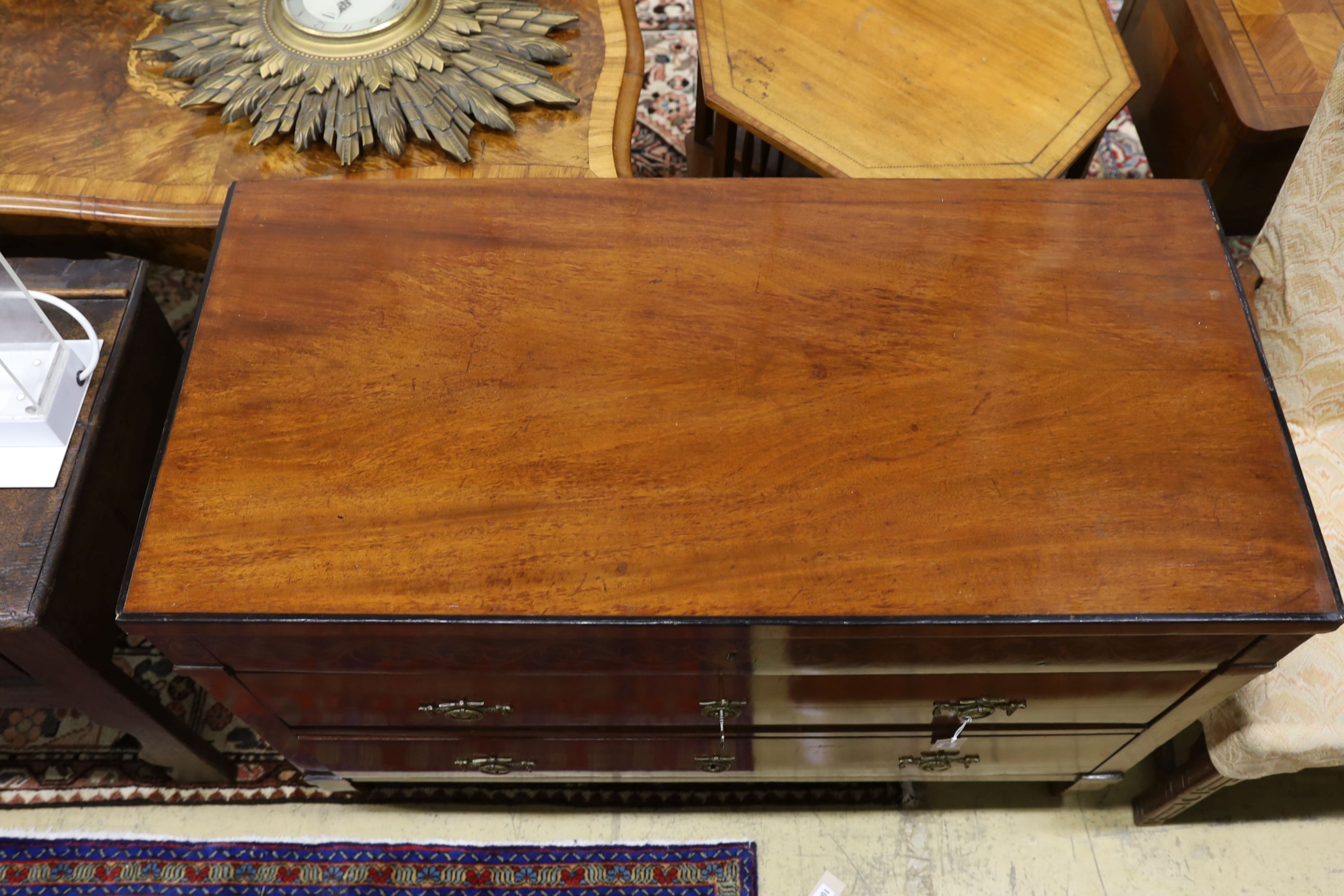 A Biedermeier style mahogany commode, width 112cm, depth 53cm, height 78cm